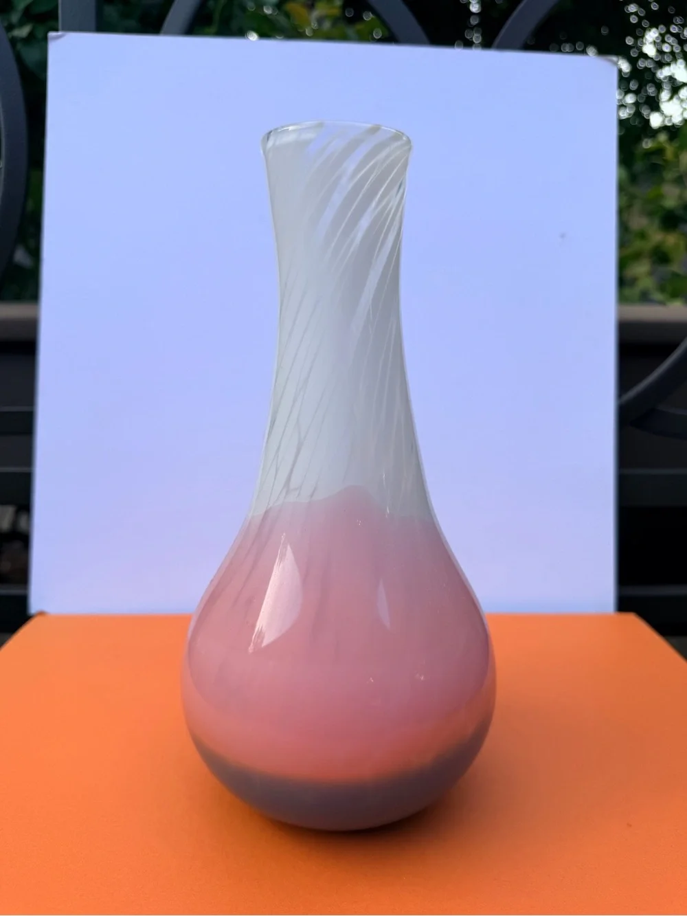 Handblown Pink and White Melissa Misoda Glass Vase